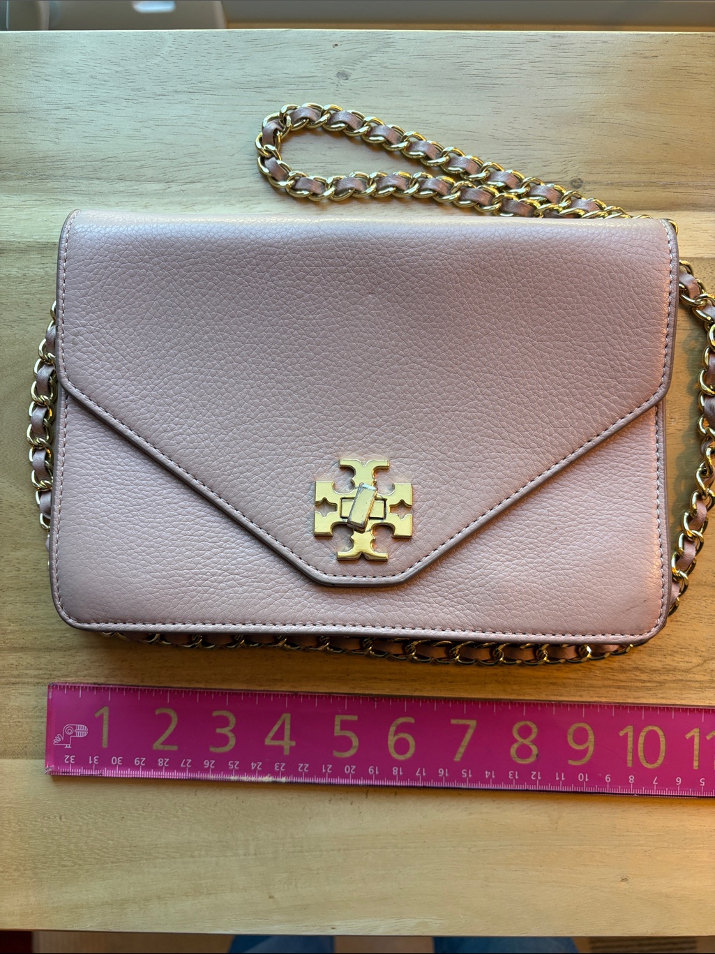 Tory Burch Blush Pink Pebbled Leather Chain Shoulder Bag